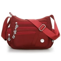 Womenените мулти џебови вкрстени торбички водоотпорни најлон единечни торбички торбички за патувања чанти, црвена боја, црвена