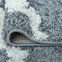 Современа површина килим, дебела мароканска плочка, сива, крем во затворен тркач лесен за чистење