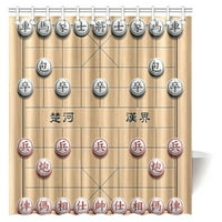 Кинески Туш Завеса, Кинески Шах Со Дрвена Табла Дизајн Ткаенина Бања Туш Завеса Во Собата Со Куки