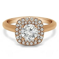 РИНГ Невестински сет: прстен за ангажман со дијаманти и центар Моисанит во злато од роза од 10К