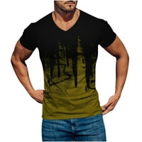 Hot6sl mens v врат маички кратки ракави цврсти тенок фит v-врат маица обични кошули со краток ракав за мажи за мажи опремени